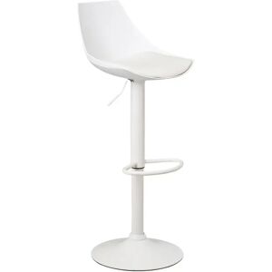 LOLAhome Taburete alto con pie de metal blanco con asiento blanco