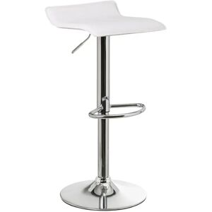 LOLAhome Taburete alto con pie de metal cromado con asiento blanco