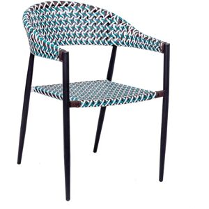 LOLAhome Silla de jardín trenzada Nadia de rattan sintético y aluminio azul