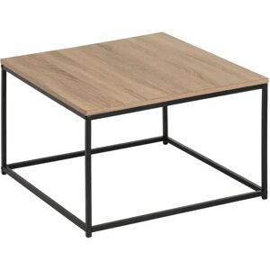 LOLAhome Mesa de centro cubo de madera y metal negro de 70x70x40 cm