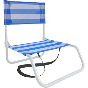 LOLAhome Silla de playa baja plegable azul y blanca de textileno