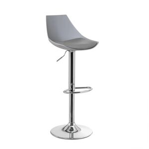 LOLAhome Taburete alto con pie de metal cromado con asiento gris