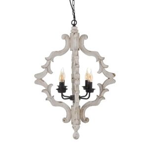 LOLAhome Lámpara de techo candelabros rozada de madera y metal blanca de Ø 40x82 cm