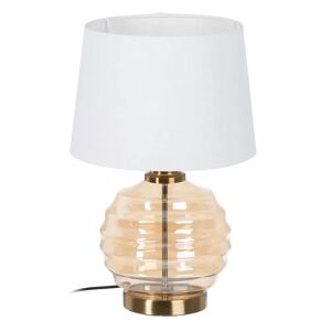 Lámpara de mesa de bola de cristal y tela de lino dorada de Ø 30x47 cm