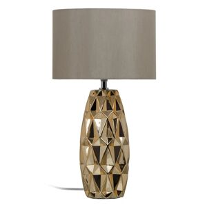Lámpara de mesa geométrica de cerámica dorada de Ø 27x48 cm