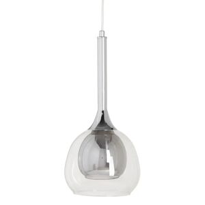 LOLAhome Lámpara de techo campana de cristal y hierro plateada de Ø 16x50 cm