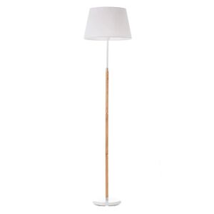 LOLAhome Lámpara de pie de metal con pantalla de lino blanca de Ø 40x161 cm