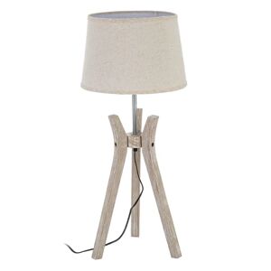 LOLAhome Lámpara de mesa trípode de lino y madera beige de Ø 30x69 cm