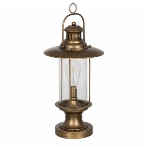 LOLAhome Lámpara de pie farol con mecanismo de pilas de metal dorada de Ø 27x48 cm