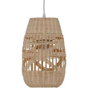 LOLAhome Lámpara de techo cilíndrica trenzada de rattan natural de Ø 21x34 cm