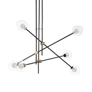 LOLAhome Lámpara de techo Sputnik de metal con 6 tulipas de cristal negra y dorada de Ø 97x90 cm