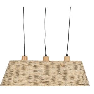 LOLAhome Lámpara de techo con pantalla trenzada de rattan natural de 77x27x92 cm