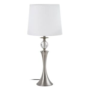 Lámpara de mesa de bola de metal y tela plata de Ø 30x67 cm