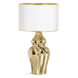 Lámpara de mesa acanalada de cerámica dorada de Ø 32x45 cm