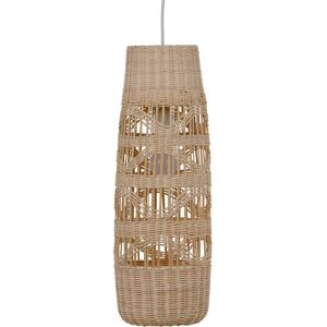 LOLAhome Lámpara de techo cilíndrica trenzada de rattan natural de Ø 20x56 cm