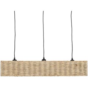 LOLAhome Lámpara de techo con pantalla trenzada de rattan natural de 88x17x65 cm