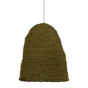 LOLAhome Lámpara de techo acordonada de fibra natural verde de Ø 43x52 cm