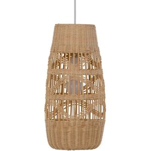 LOLAhome Lámpara de techo cilíndrica trenzada de rattan natural de Ø 20x43 cm