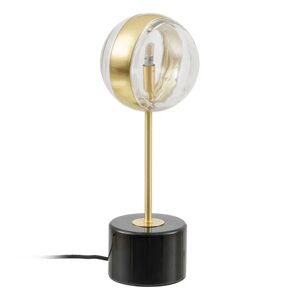 Lámpara de mesa bola de hierro dorado y cristal de Ø 15x40 cm
