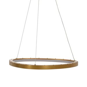 LOLAhome Lámpara de techo anillo de metal y cristal dorada de Ø 62 cm