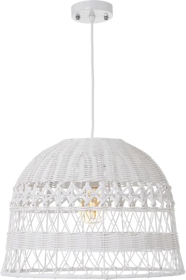 LOLAhome Lámpara de techo campana de rattan blanca de Ø 36x26 cm