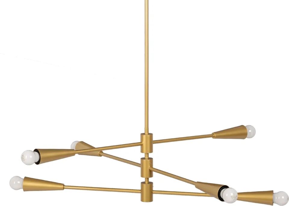 LOLAhome Lámpara de techo Sputnik de 6 brazos de metal dorada de Ø 80x129 cm