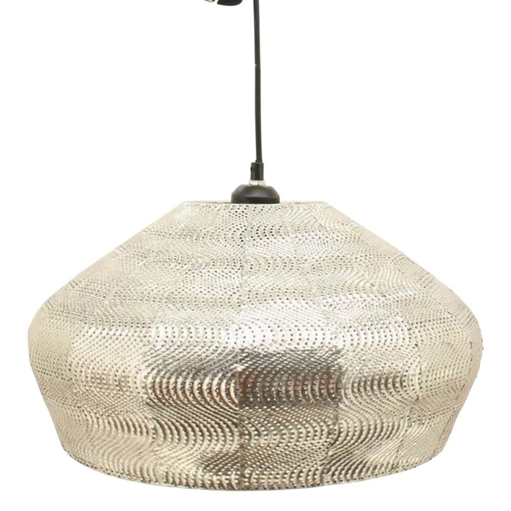 LOLAhome Lámpara de techo con grabado de metal plateada de Ø 42x27 cm