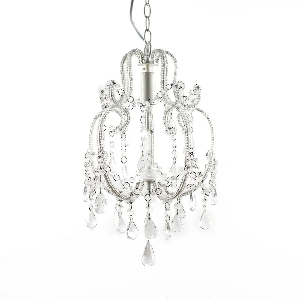 LOLAhome Lámpara de techo chandelier de cristal acrílico blanco rotode 25x24x30 cm