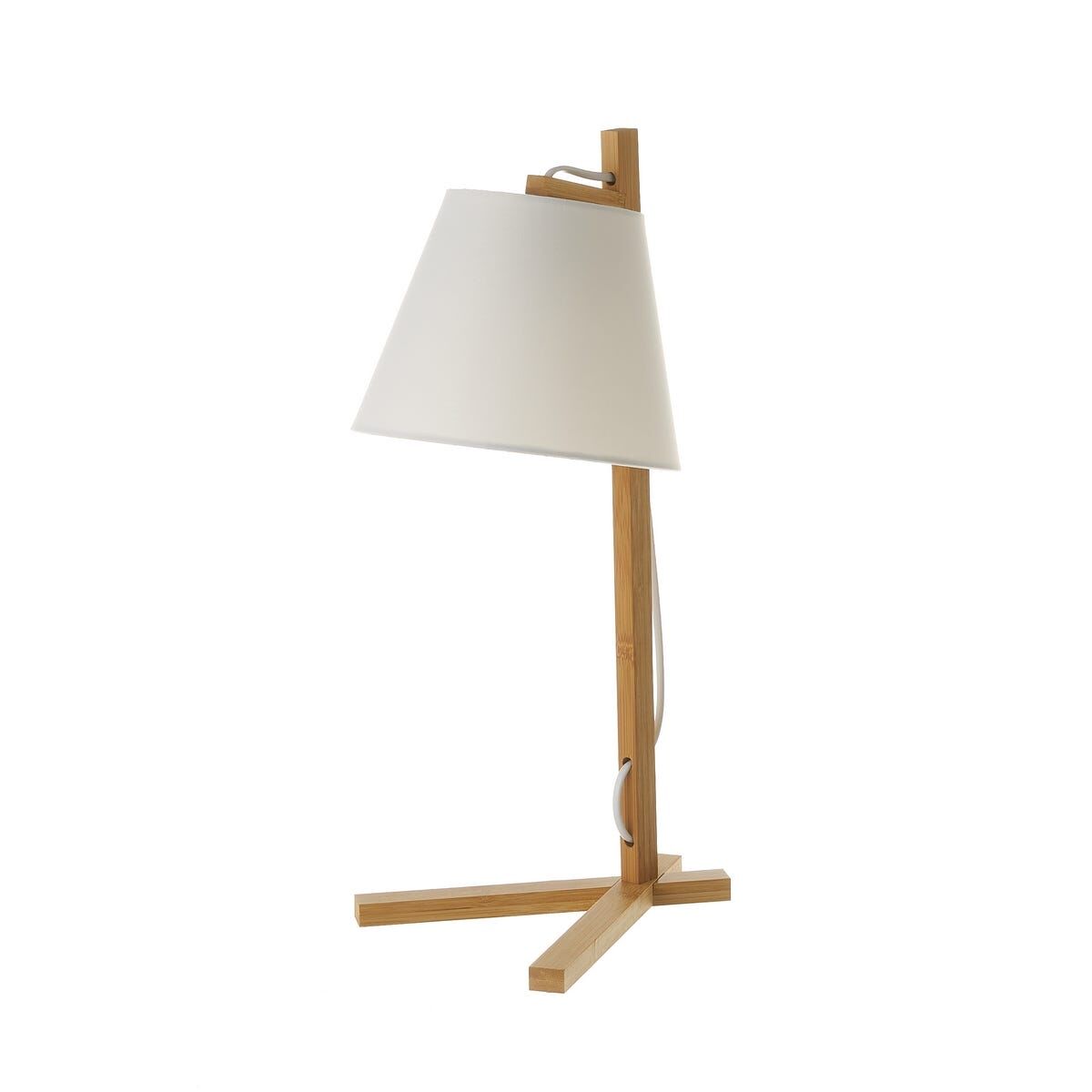LOLAhome Lámpara de mesa pantalla de bambú beige de 27x20x50cm