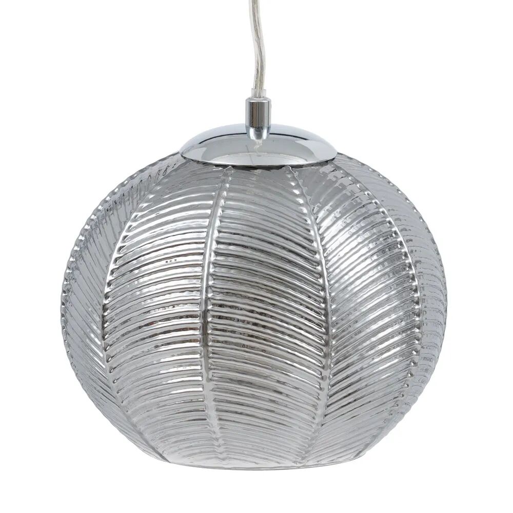 LOLAhome Lámpara de techo grabada de hierro plateado y cristal de Ø 20x15 cm