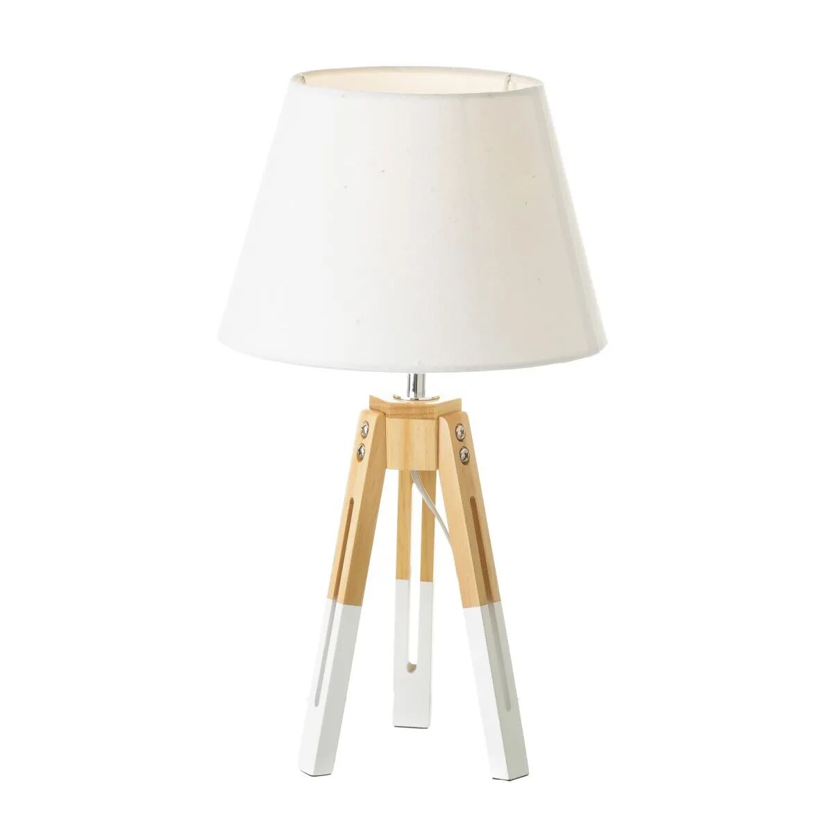 LOLAhome Lámpara de mesa de madera blanca de Ø 25x44 cm