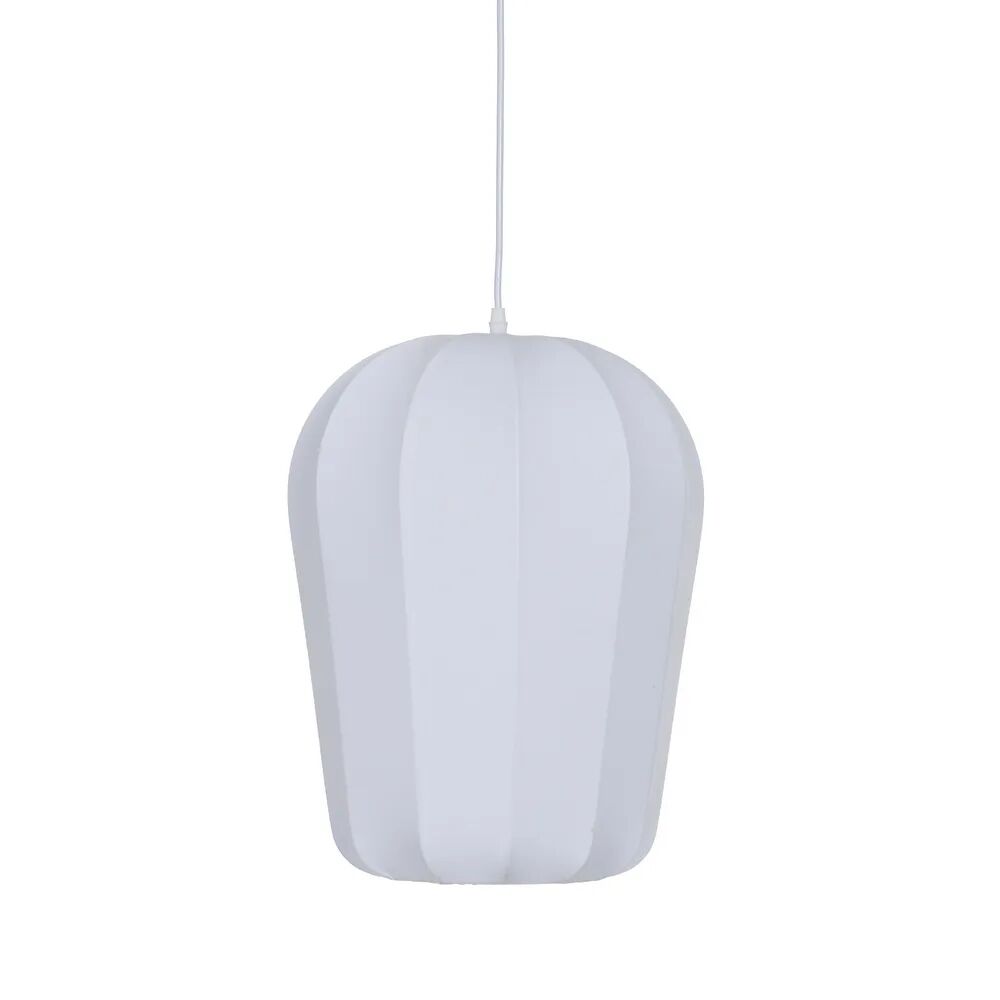 LOLAhome Lámpara de techo con pantalla acanalada de tela blanca de Ø 33x47 cm
