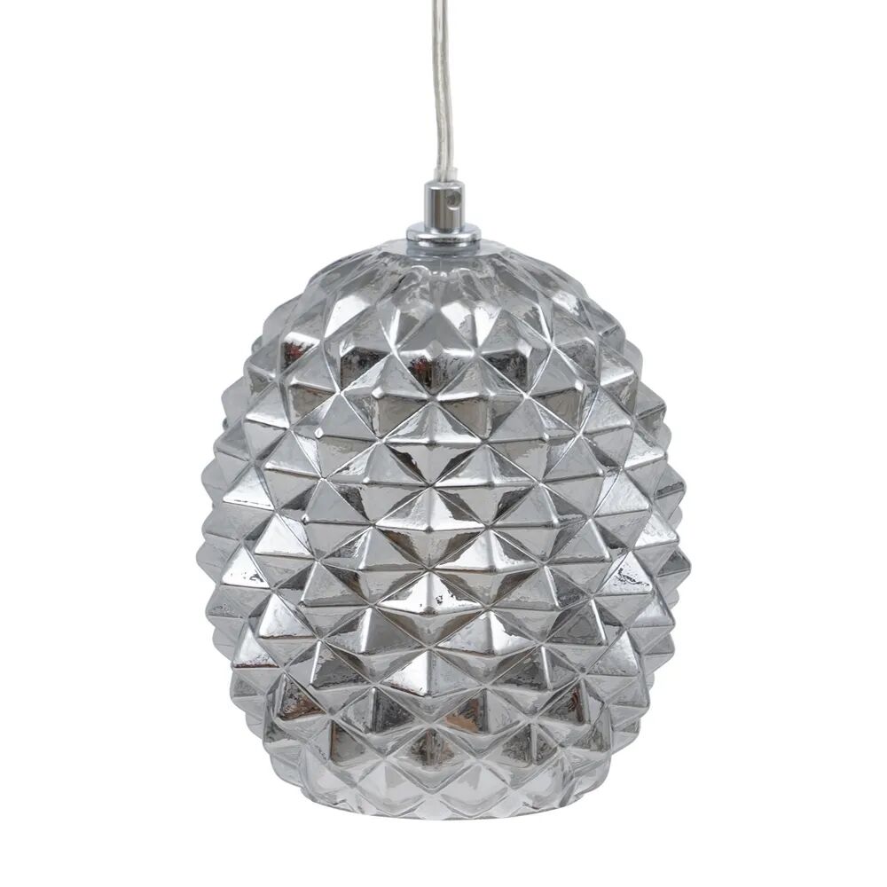 LOLAhome Lámpara de techo piña plateada de hierro y cristal de Ø 15x17 cm