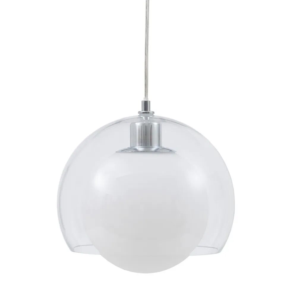 LOLAhome Lámpara de techo bola de hierro plateado y cristal de Ø 25x19 cm