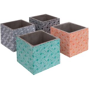 LOLAhome Set de 4 maceteros de jardín Fiore cuadrados de cemento multicolor de 14x14x12 cm