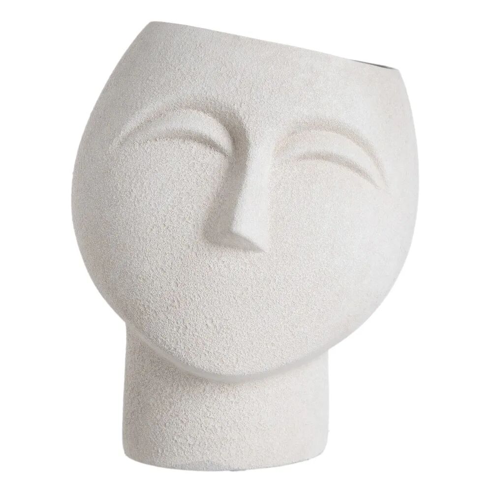 LOLAhome Macetero rostro de cerámica blanco roto de Ø 26x23 cm