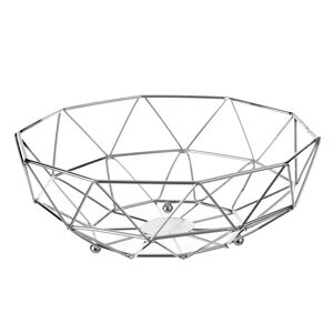 LOLAhome Frutero geométrico plateado de metal de Ø 26x10 cm
