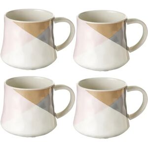 LOLAhome Juego de 4 tazas mug geométricas rosa de stoneware de 370 ml