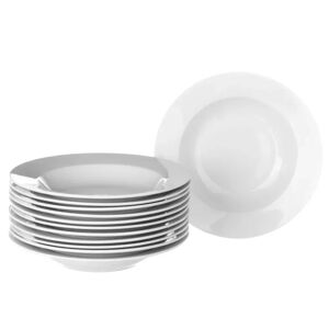 LOLAhome Set de 12 platos hondos blancos de porcelana de Ø 21 cm