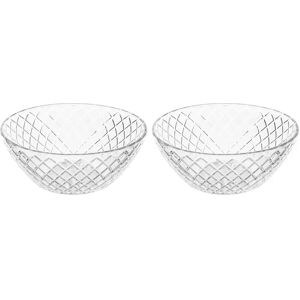 LOLAhome Juego de 2 ensaladeras de cristal transparentes talladas de rombos de Ø 22x8 cm