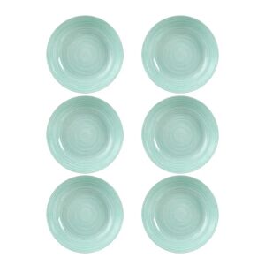 LOLAhome Juego de 6 platos hondos blancos y azules de porcelana de Ø 20 cm