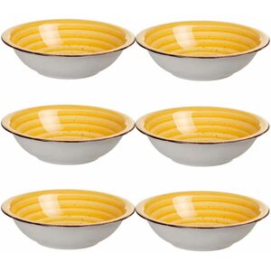 LOLAhome Juego de 6 platos hondos amarillos de stoneware de Ø 21 cm