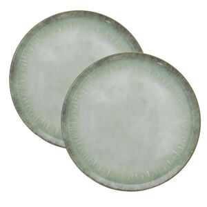 LOLAhome Juego de 2 platos llanos para pizza verdes de porcelana de Ø 33 cm
