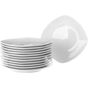 LOLAhome Set de 12 platos llanos cuadrados blancos de porcelana de Ø26 cm