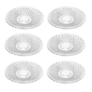 LOLAhome Juego de 6 platos de postre de cristal transparentes tallados de Ø 15 cm