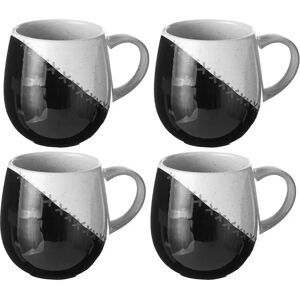 LOLAhome Juego de 4 tazas mug negras de stoneware de 490 ml