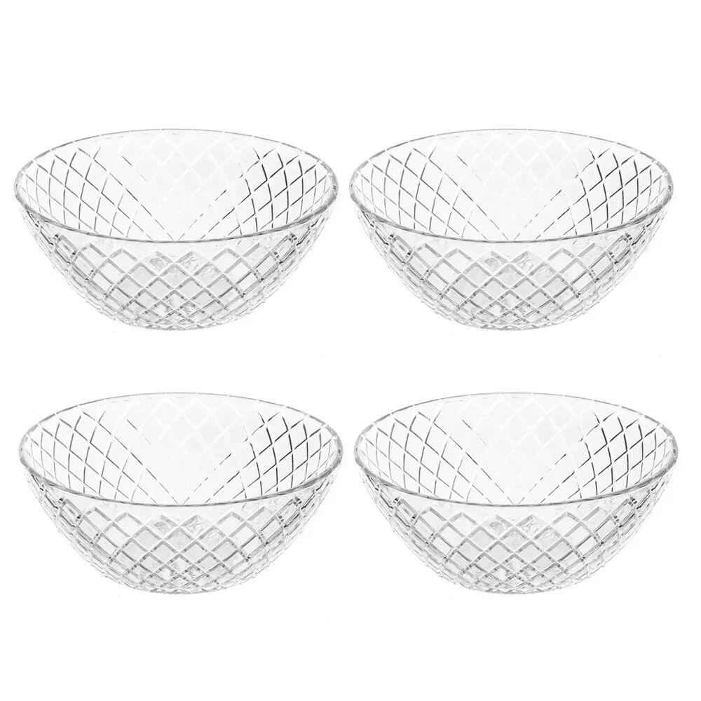 LOLAhome Juego de 4 boles de cristal transparentes tallados de rombos de Ø 17x6 cm