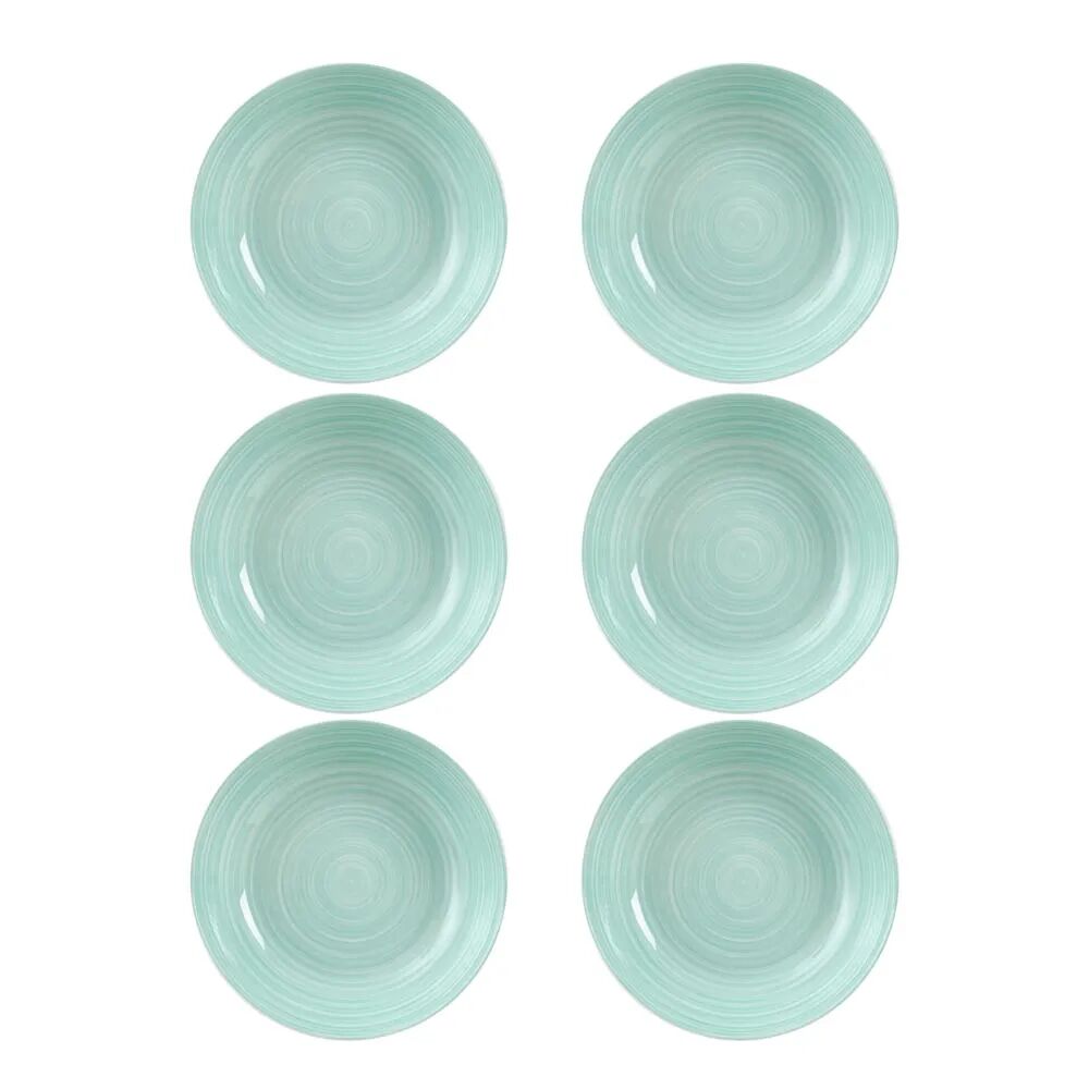 LOLAhome Juego de 6 platos hondos blancos y azules de porcelana de Ø 20 cm