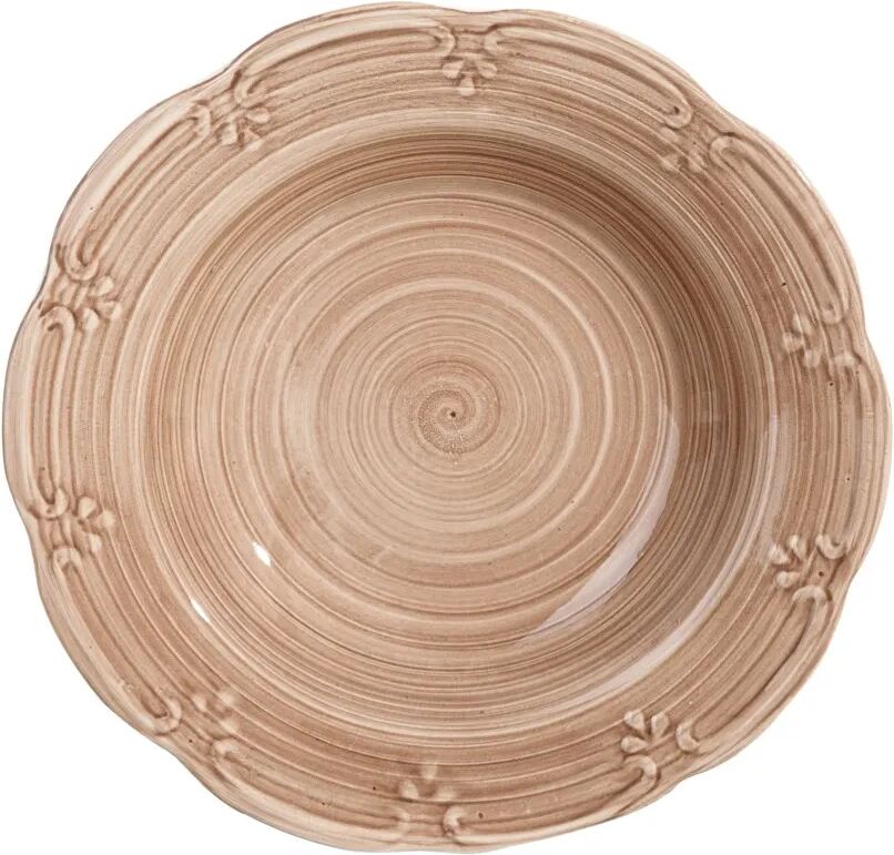 LOLAhome Plato hondo espiral beige de porcelana stoneware de Ø 23 cm