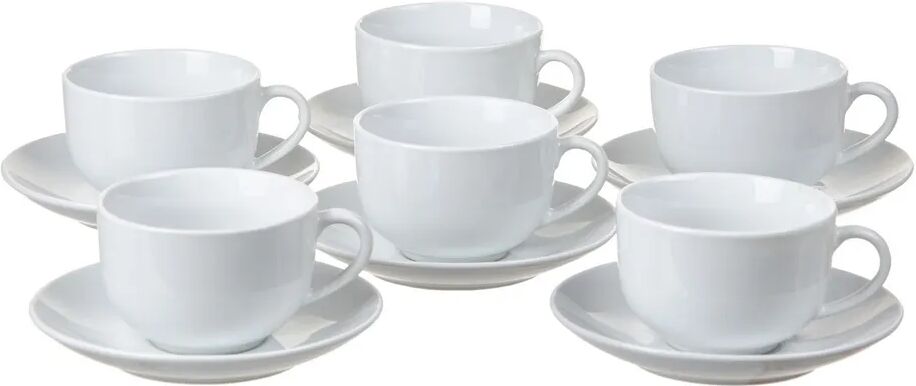 LOLAhome Juego de 6 tazas de té blancas de porcelana de 260 ml